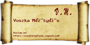 Voszka Mátyás névjegykártya